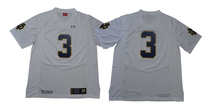 Notre Dame 3 White Under Armour College Football Jersey,We sell and wholesale Notre Dame 3 White Under Armour College Football Jersey on line form chian!